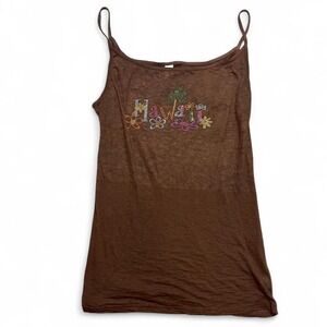 Vintage Y2K Hawaii Brown Tank Top Cami‎ Size XL
